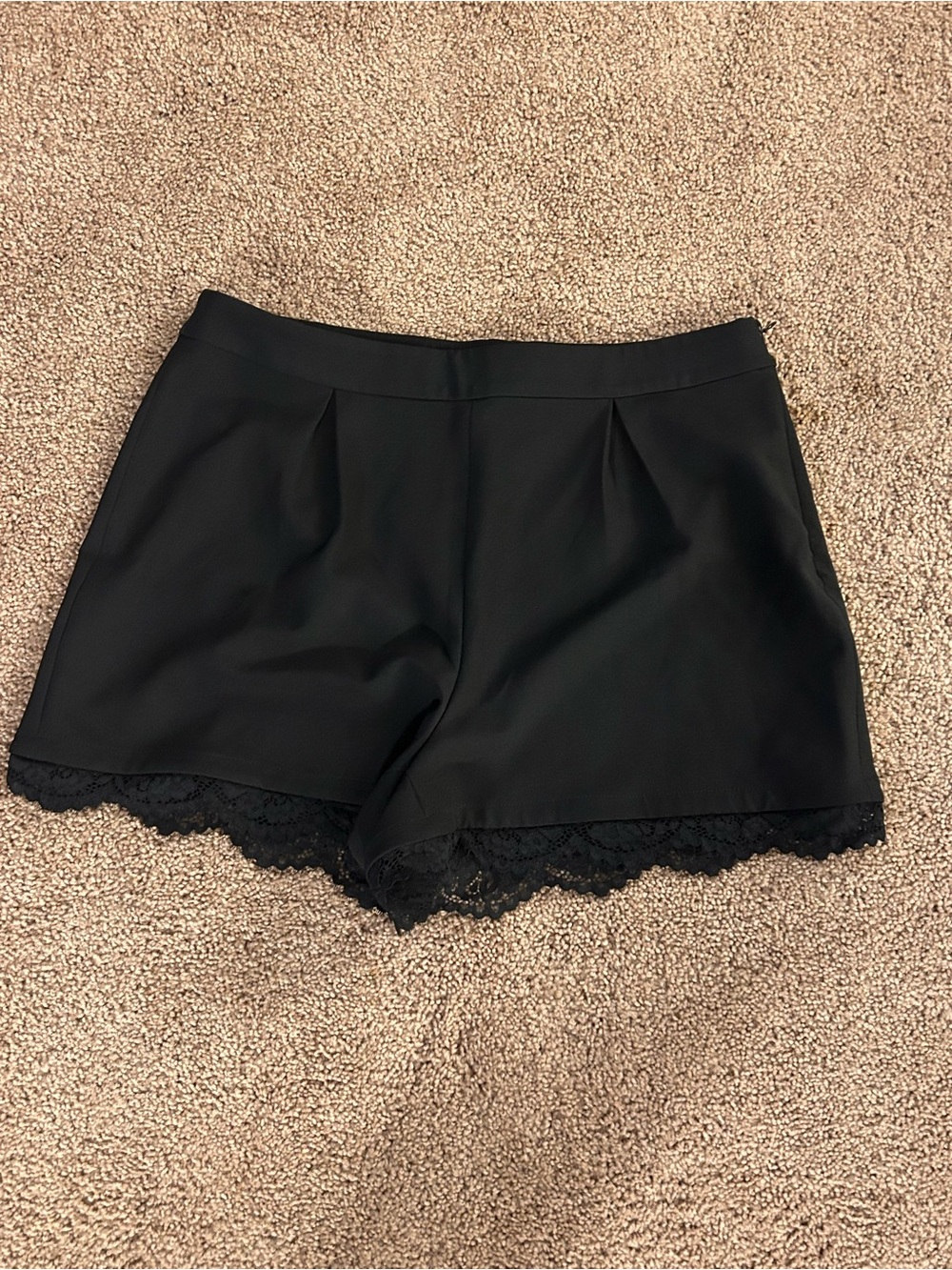 Express Black High-Waist Lace-Trim Shorts